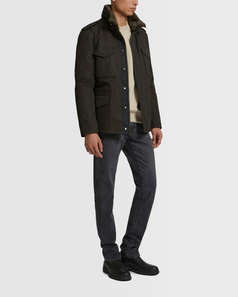 Technical Waterproof Gabardine Field Jacket With Mink Fur Collar