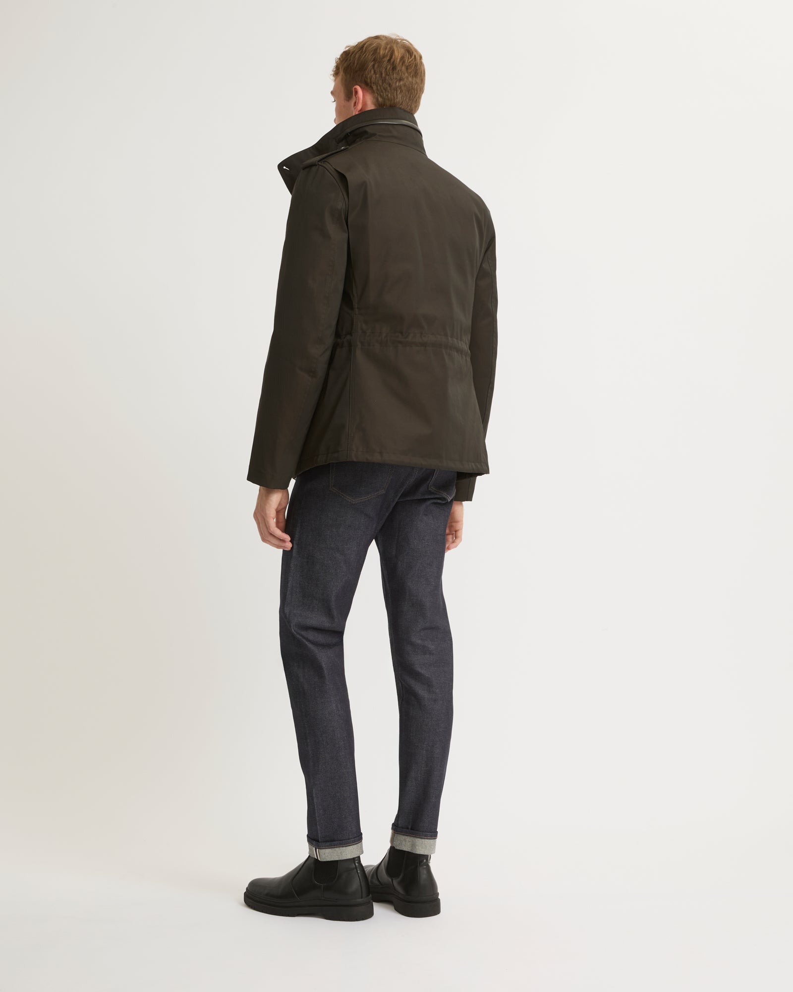 Technical Gabardine Field Jacket With Mink Collar - brown - Yves