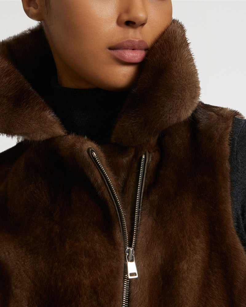Short gilet in long-haired mink fur-Yves Salomon-Winter sale & boxing day