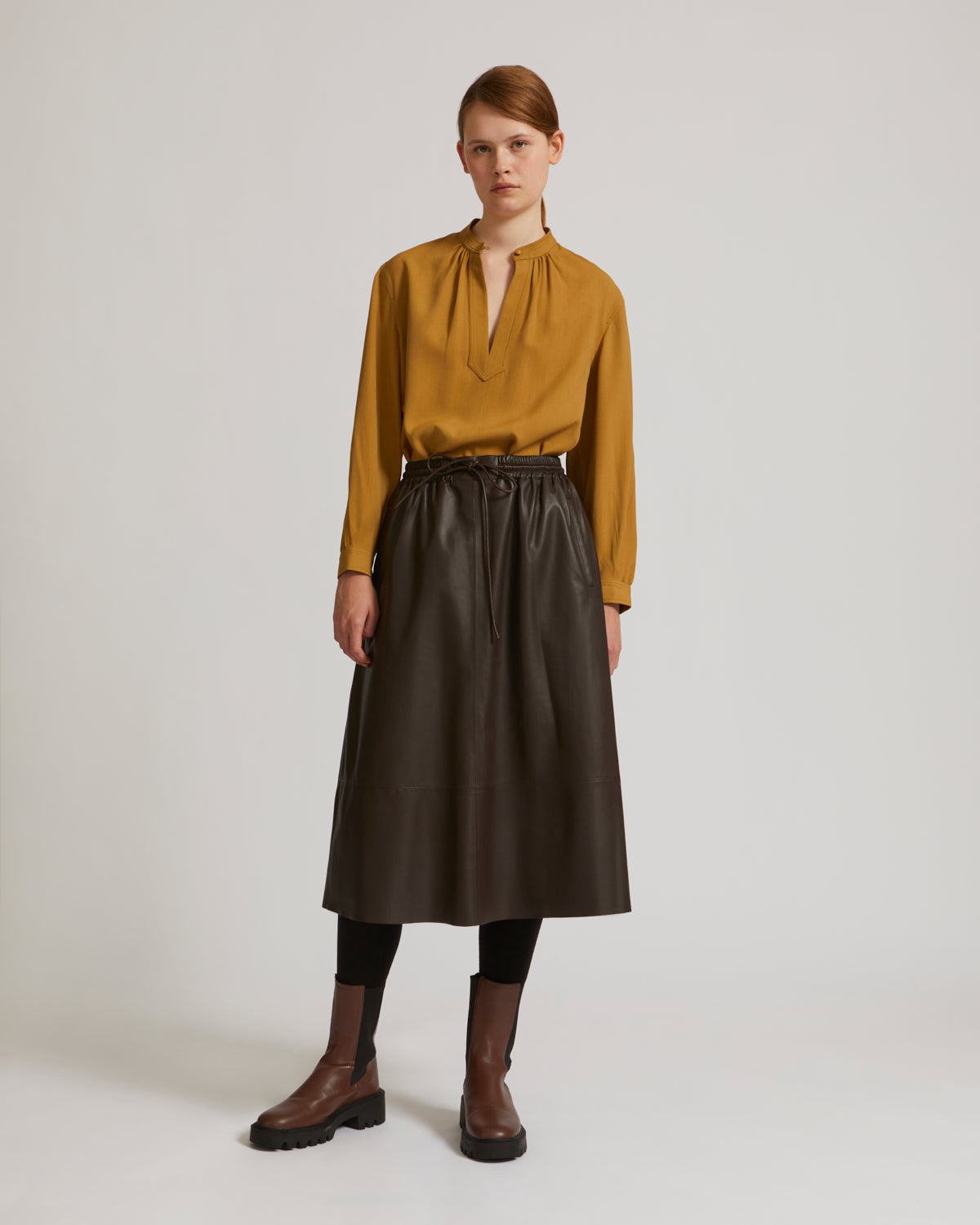 Summer sale -  Flared skirt in lamb leather - Yves Salomon