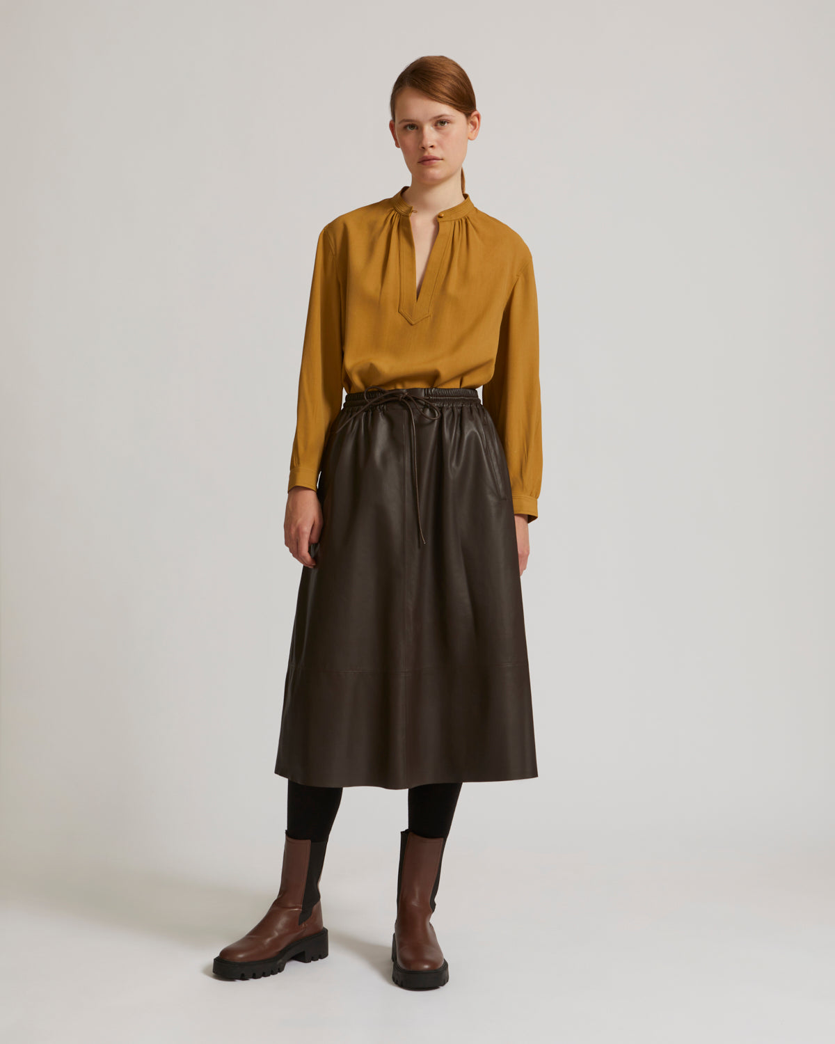 Summer sale -  Flared skirt in lamb leather - Yves Salomon