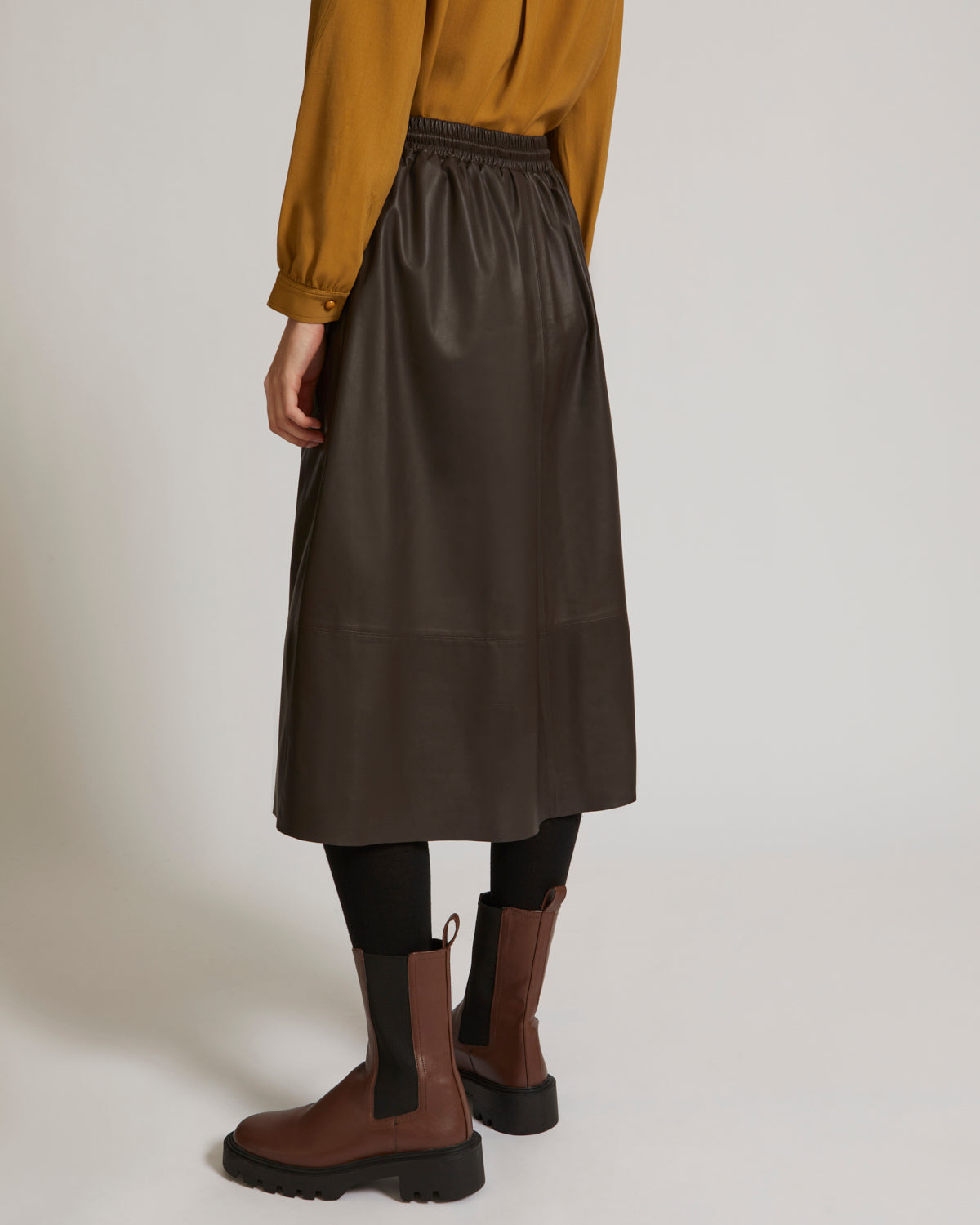 Summer sale -  Flared skirt in lamb leather - Yves Salomon