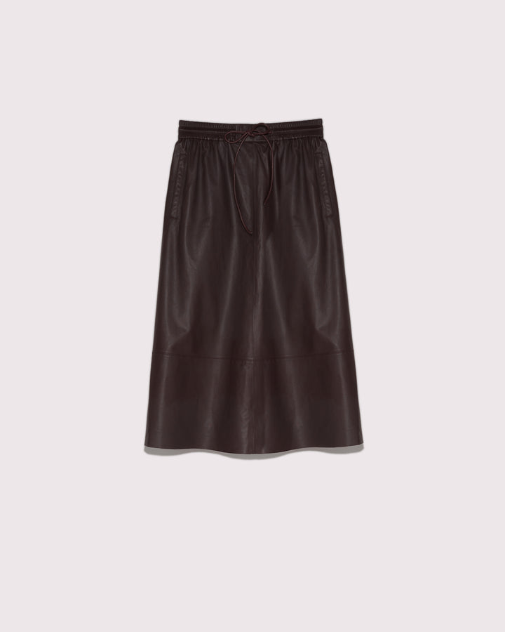 Summer sale -  Flared skirt in lamb leather - Yves Salomon