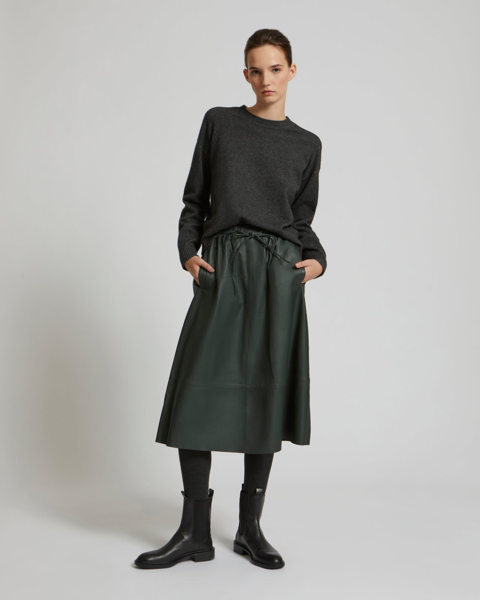 Black Friday 2025- Flared skirt in lamb leather -Yves Salomon