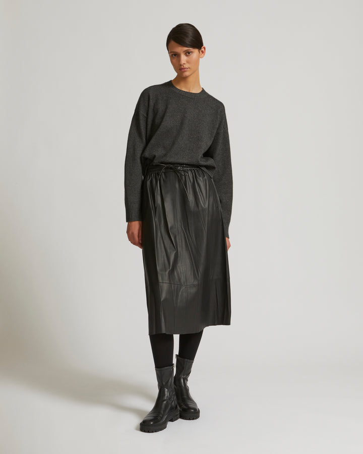 Summer sale -  Flared skirt in lamb leather - Yves Salomon