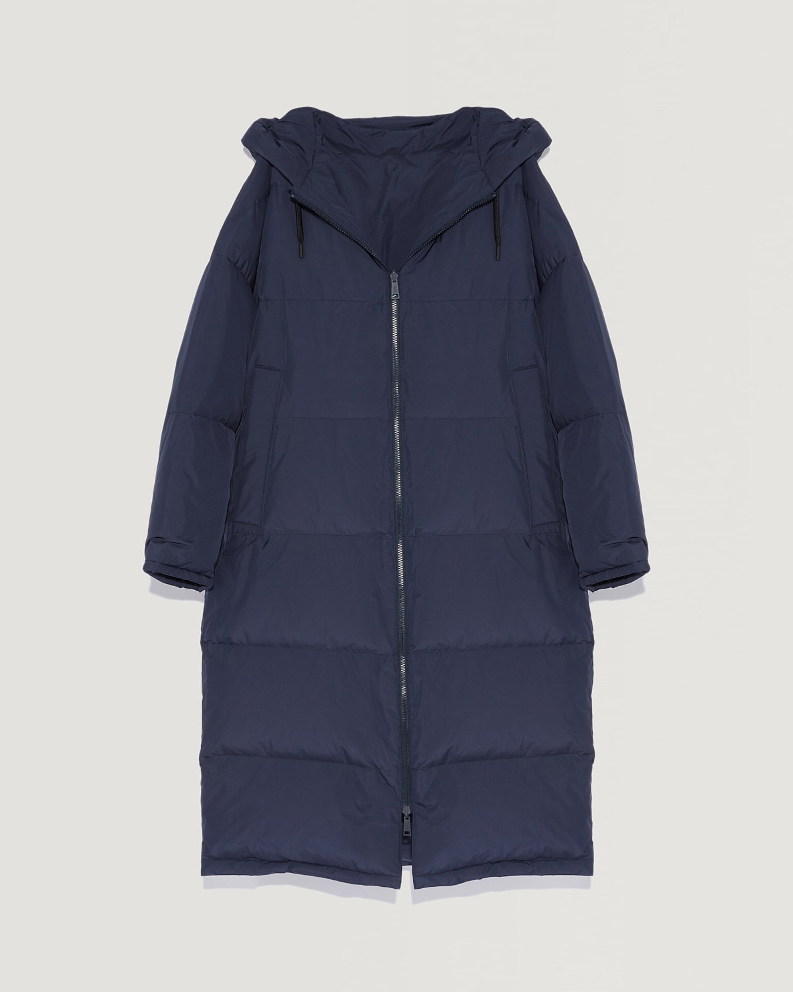 Long reversible hooded down jacket in waterproof technical fabric-Yves Salomon-Winter sale & boxing day