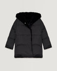 Sheared rabbit fur reversible hooded down jacket