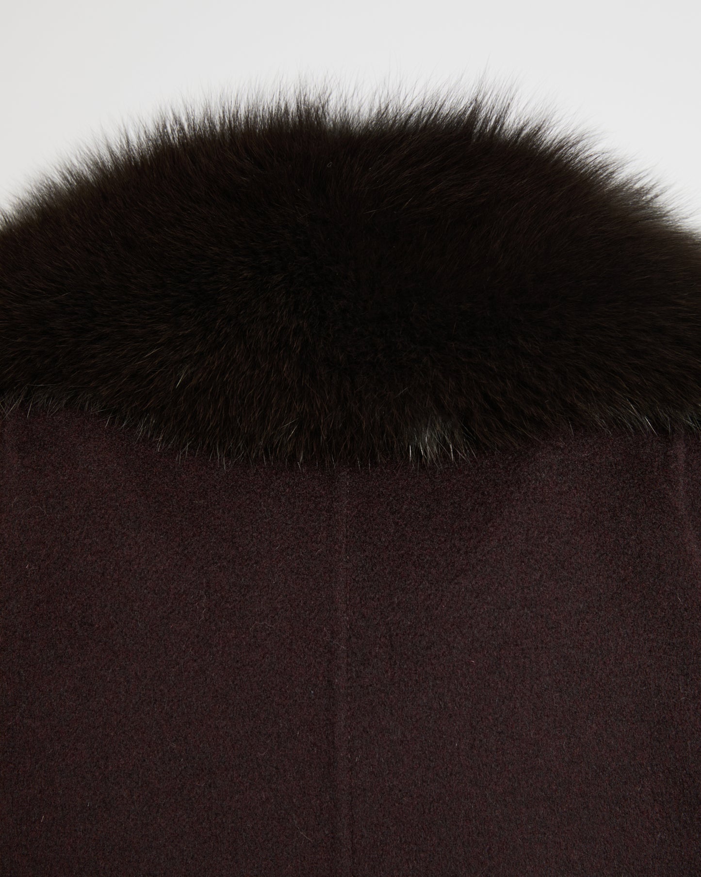 Belted coat in cashmere wool with fox fur collar and lapel -Yves Salomon