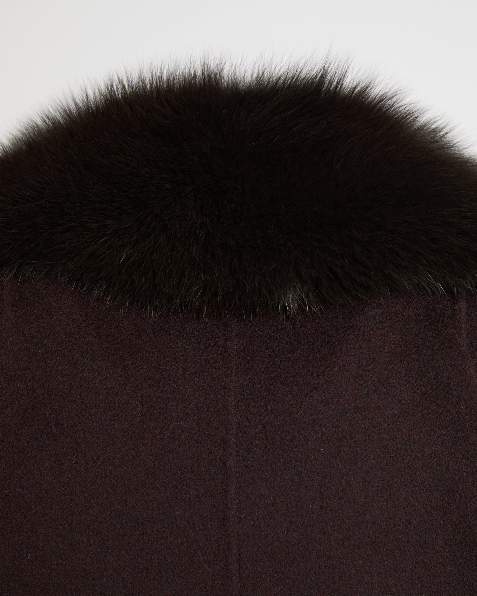 Belted coat in cashmere wool with fox fur collar and lapel -Yves Salomon