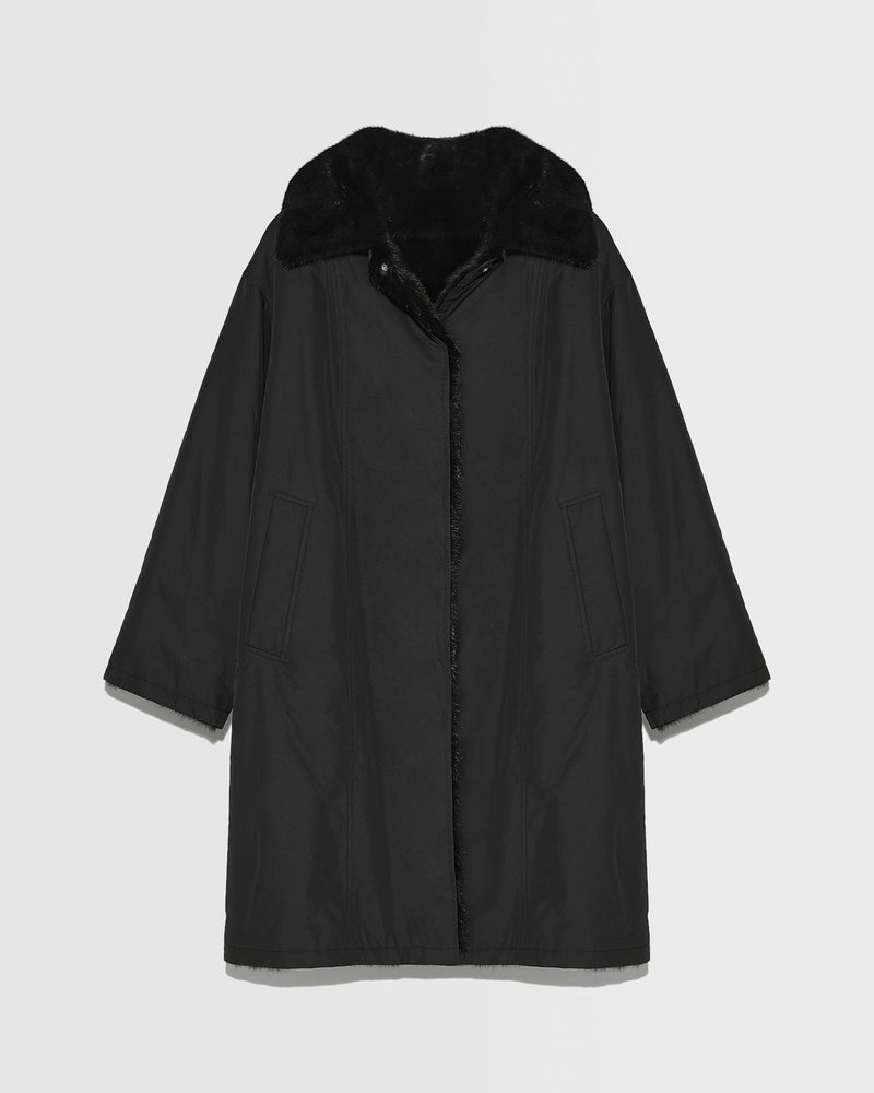 Reversible technical parka with mink fur