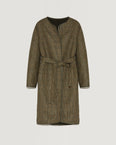 Reversible merinillo lambskin shearling and woollen fabric belted coat