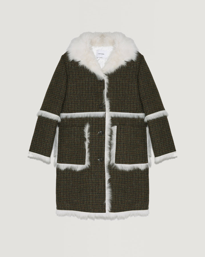 Black Friday 2025- Woollen fabric and shearling hooded coat-Yves Salomon-Winter sale & boxing day
