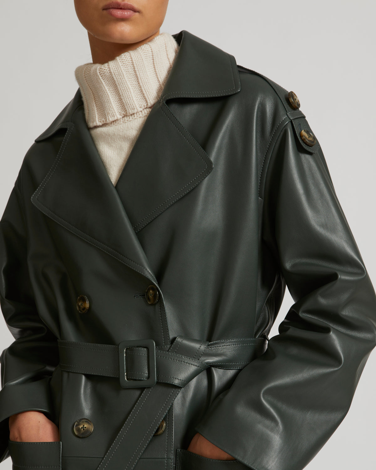 Black Friday 2025- Oversized trench in lamb leather -Yves Salomon