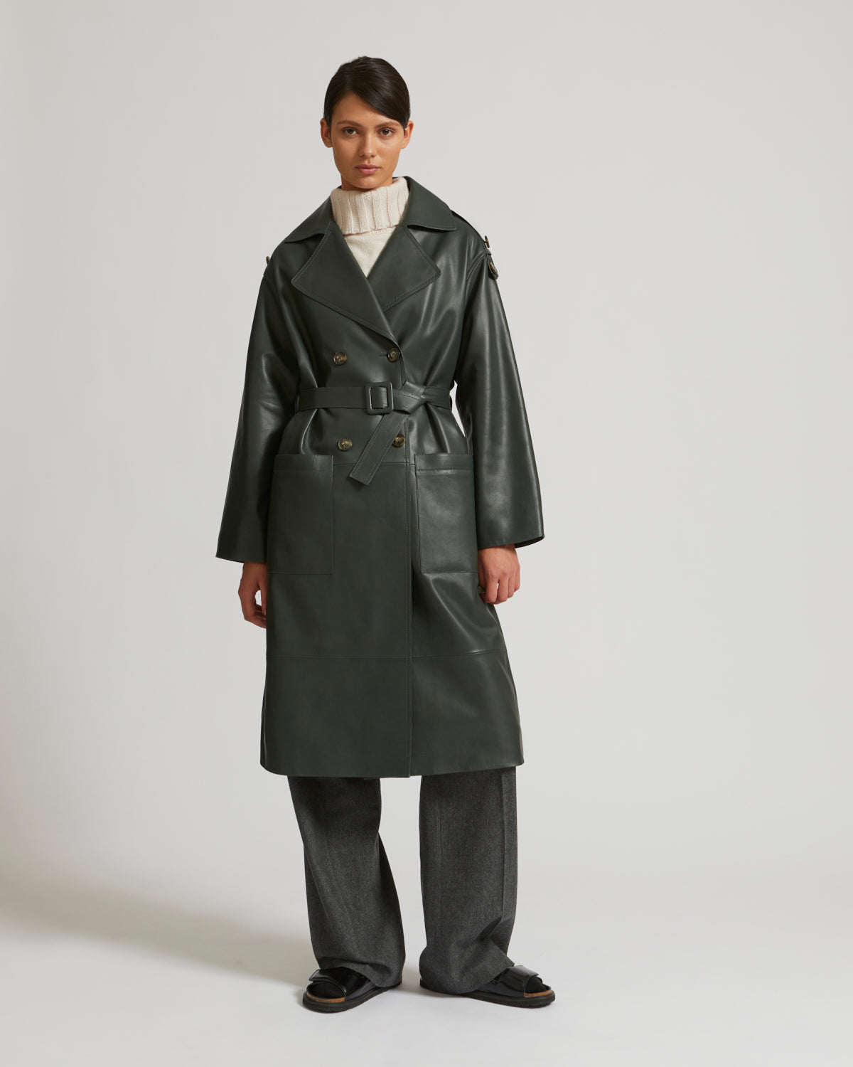 Black Friday 2025- Oversized trench in lamb leather -Yves Salomon