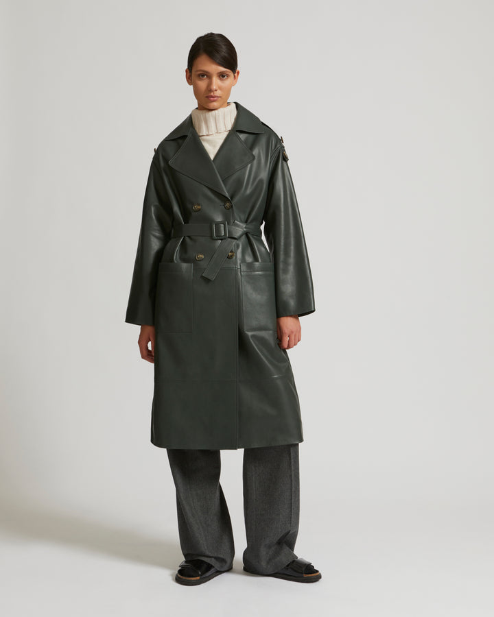 Black Friday 2025- Oversized trench in lamb leather -Yves Salomon