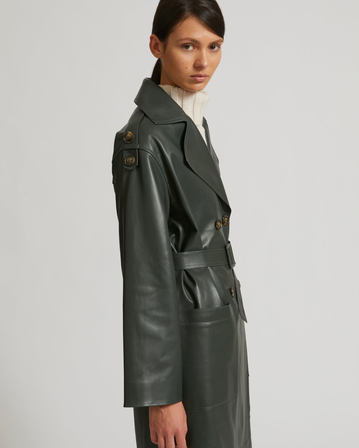 Black Friday 2025- Oversized trench in lamb leather -Yves Salomon
