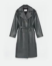 Oversized trench in lamb leather