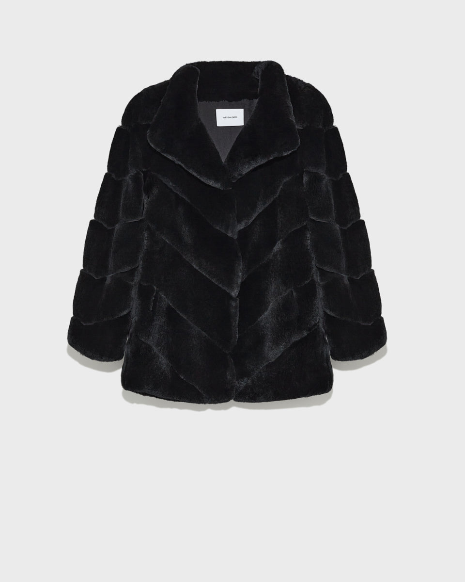 Rex rabbit fur collar coat