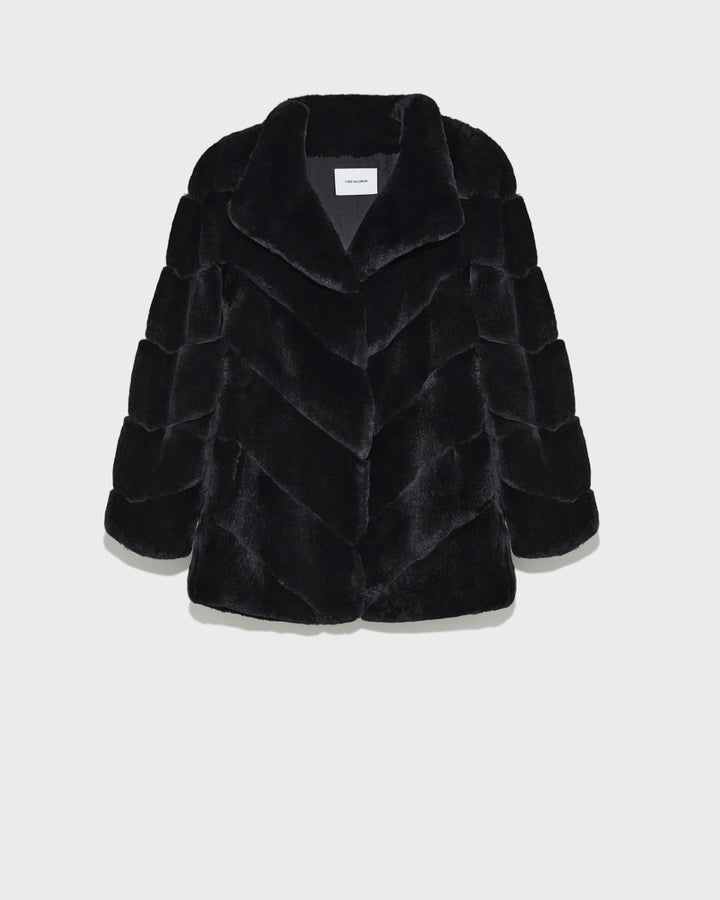 Rex rabbit fur collar coat