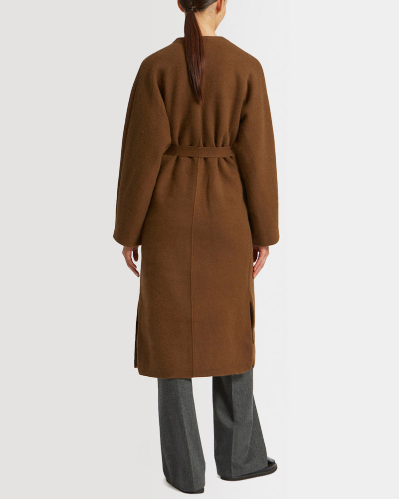 Long knit cardigan with mink fur over-pockets