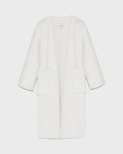Long knit cardigan with mink fur over-pockets