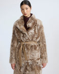 Reversible belted coat in Toscana lambskin