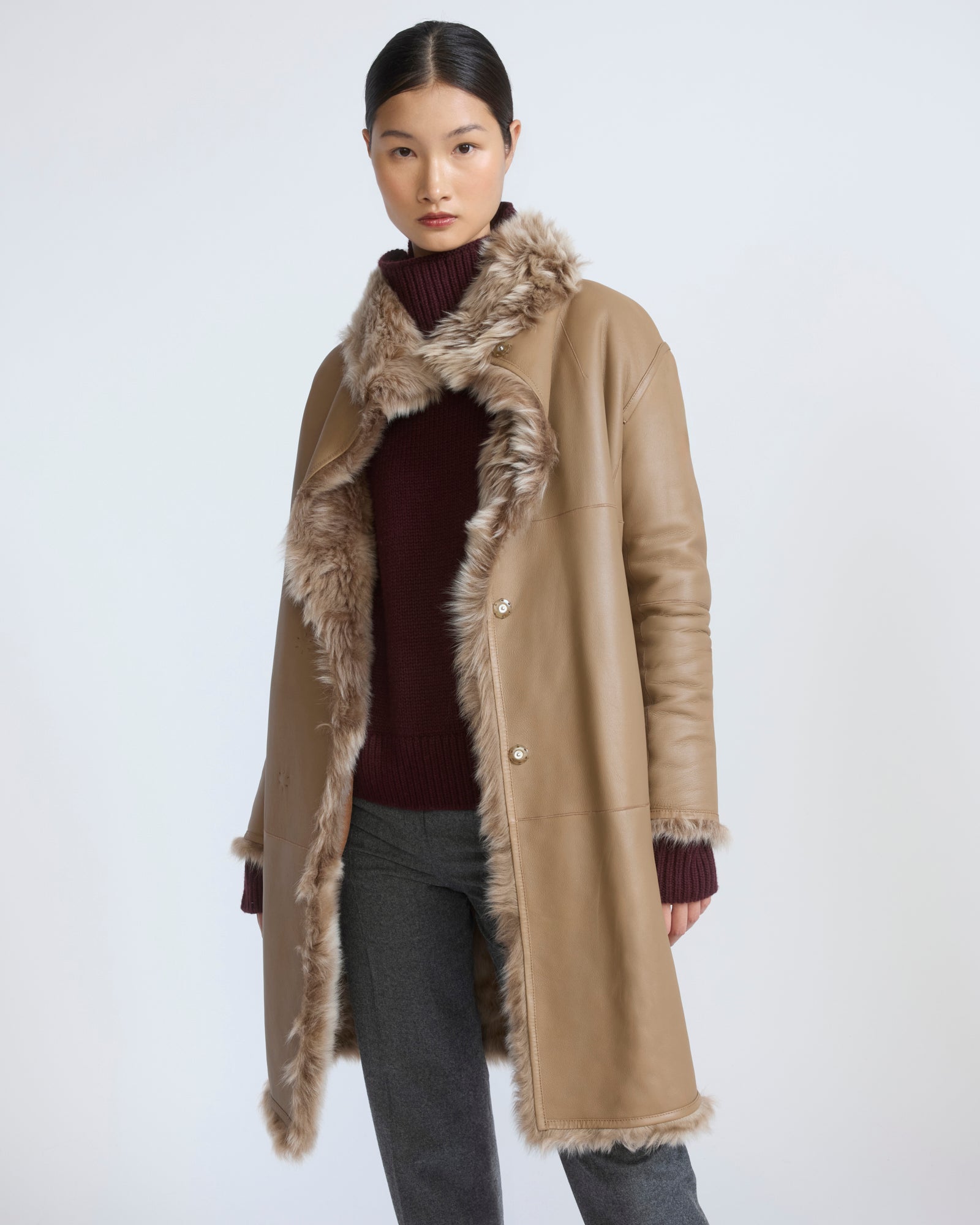 Reversible belted coat in Toscana lambskin - Yves Salomon - New Fall/Winter Collection