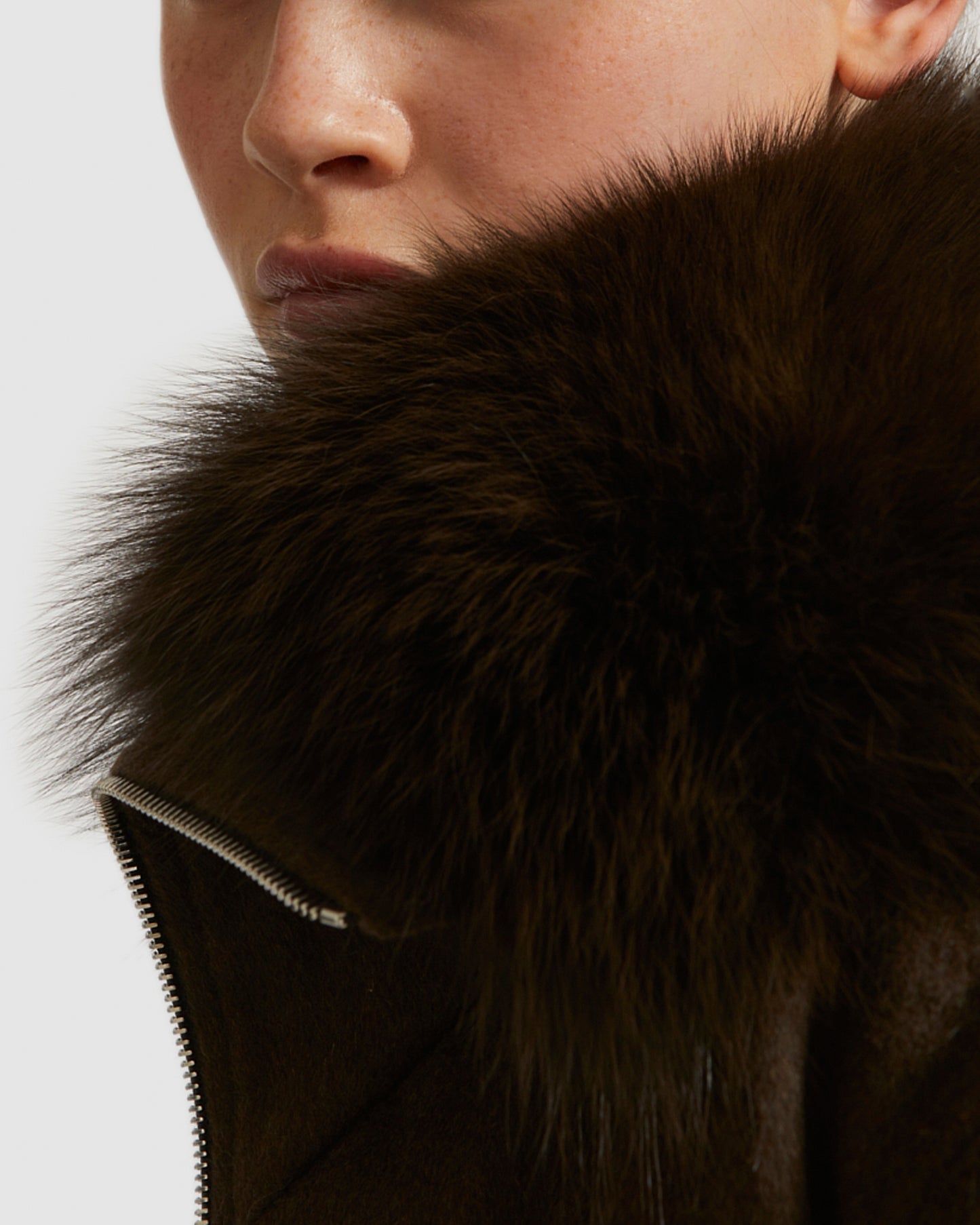 Cropped jacket in cashmere wool with fox fur collar -Yves Salomon