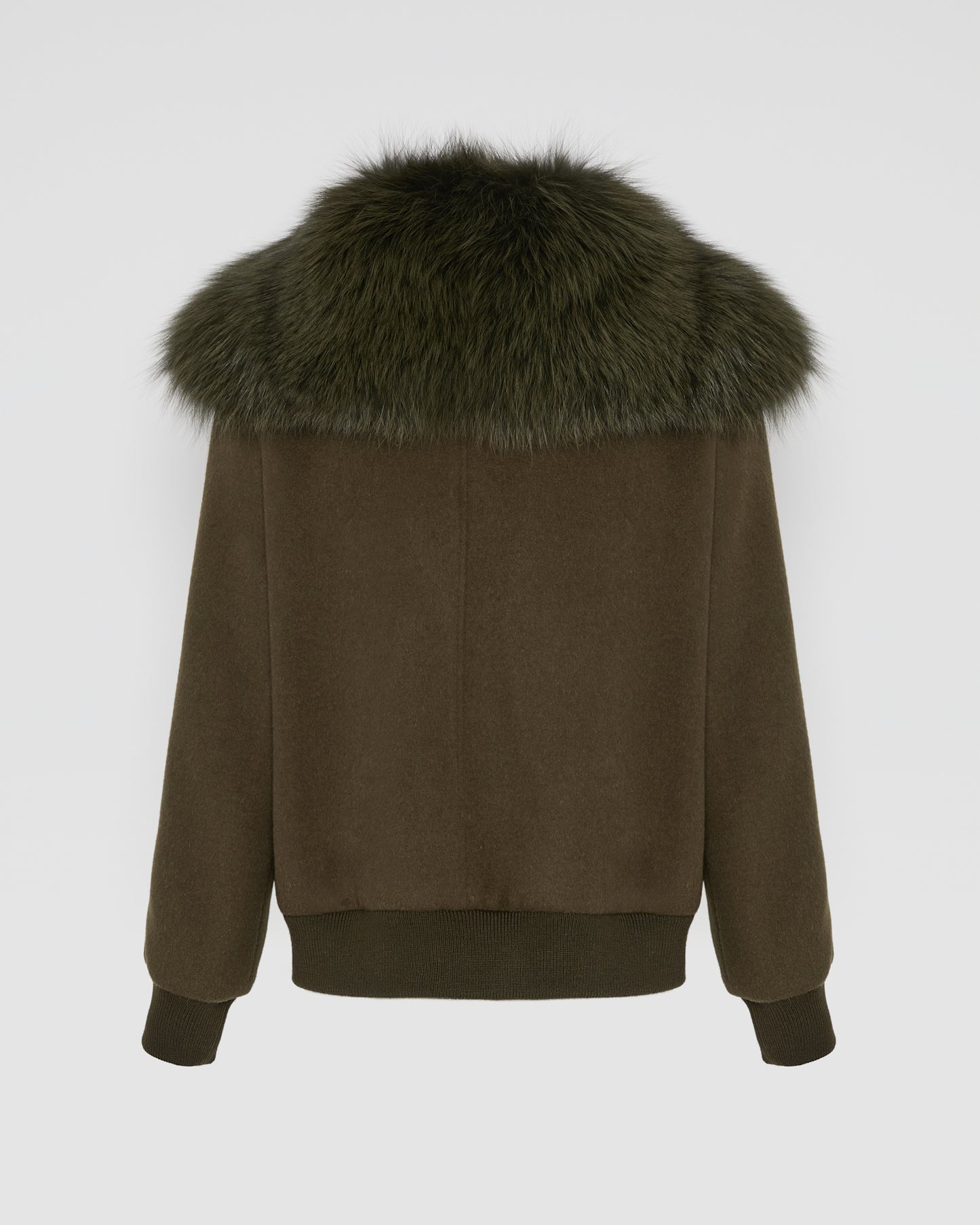 Cropped jacket in cashmere wool with fox fur collar