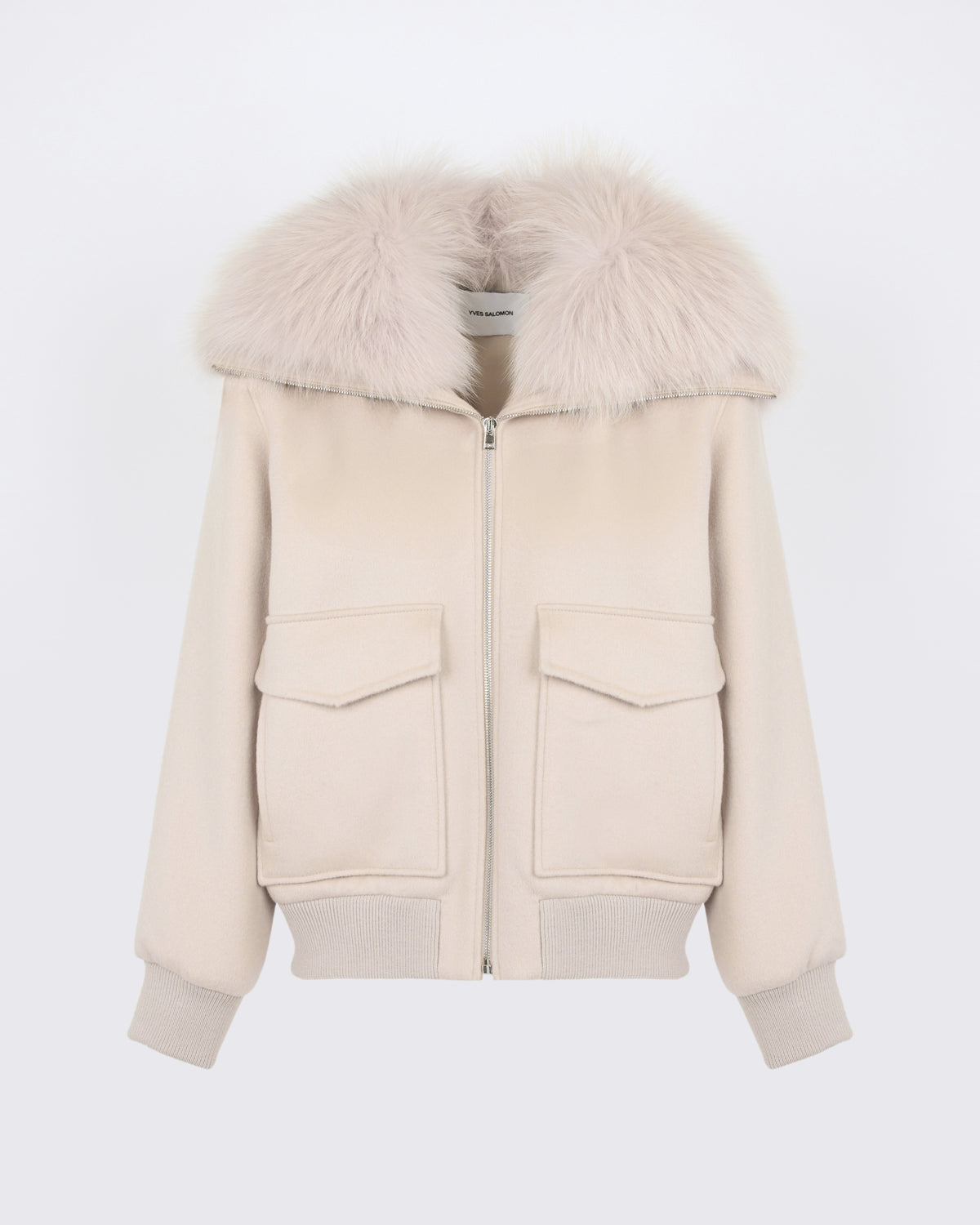 Cropped jacket in cashmere wool with fox fur collar - Yves Salomon - New Fall/Winter Collection