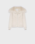 Cropped jacket in cashmere wool with fox fur collar
