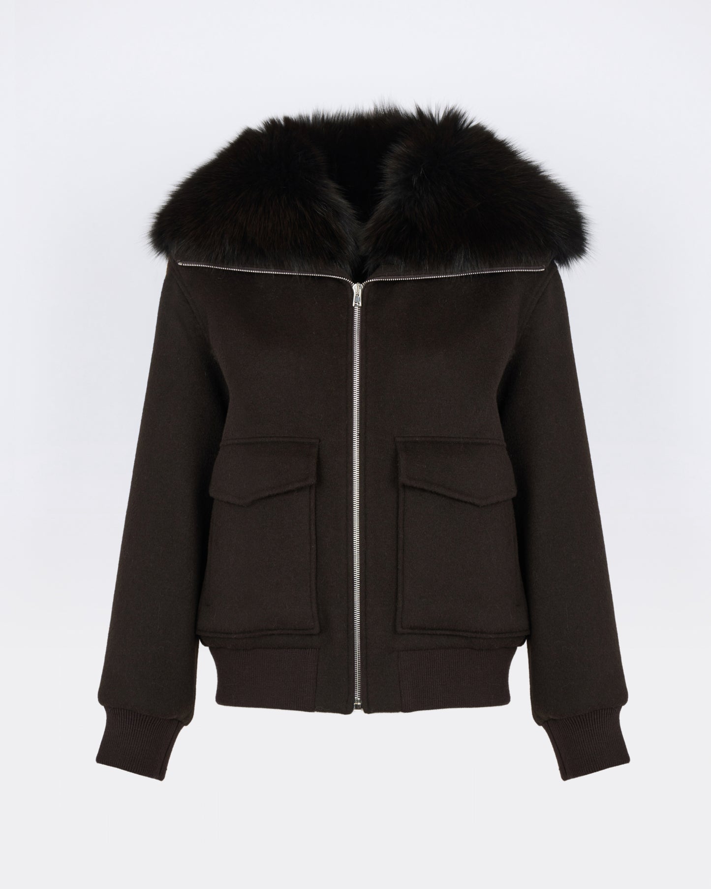 CARRY OVER : Cropped jacket in cashmere wool with fox fur collar - Yves Salomon - New Fall/Winter Collection