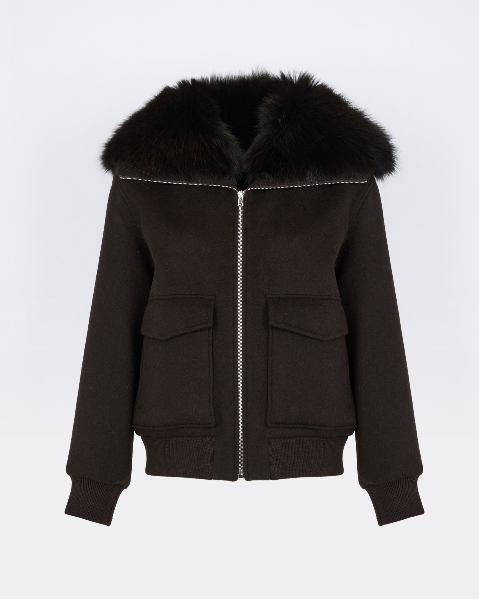 CARRY OVER : Cropped jacket in cashmere wool with fox fur collar - Yves Salomon - New Fall/Winter Collection