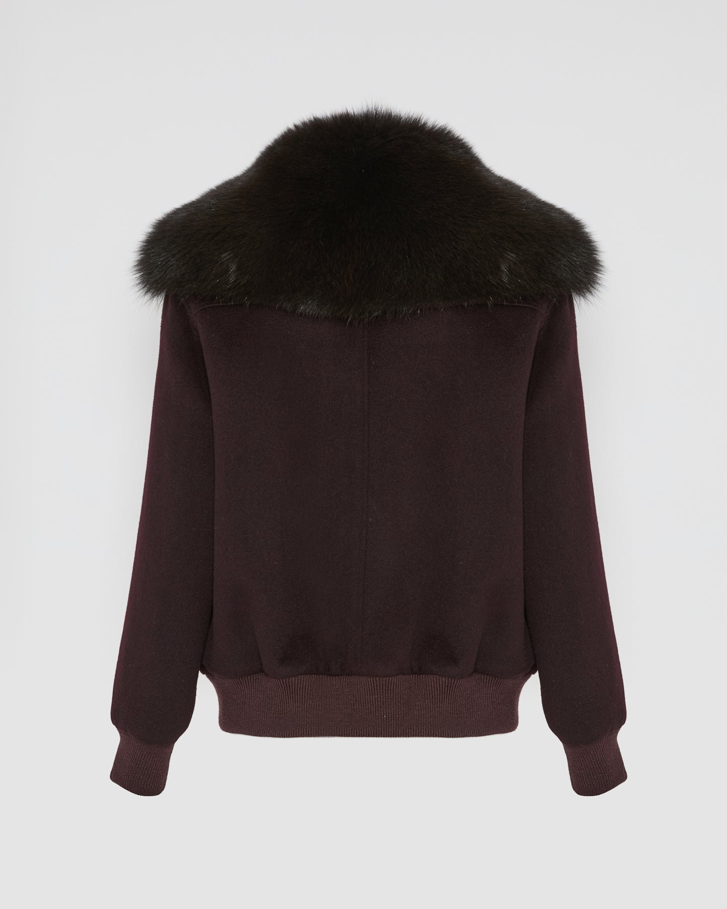 Cropped jacket in cashmere wool with fox fur collar