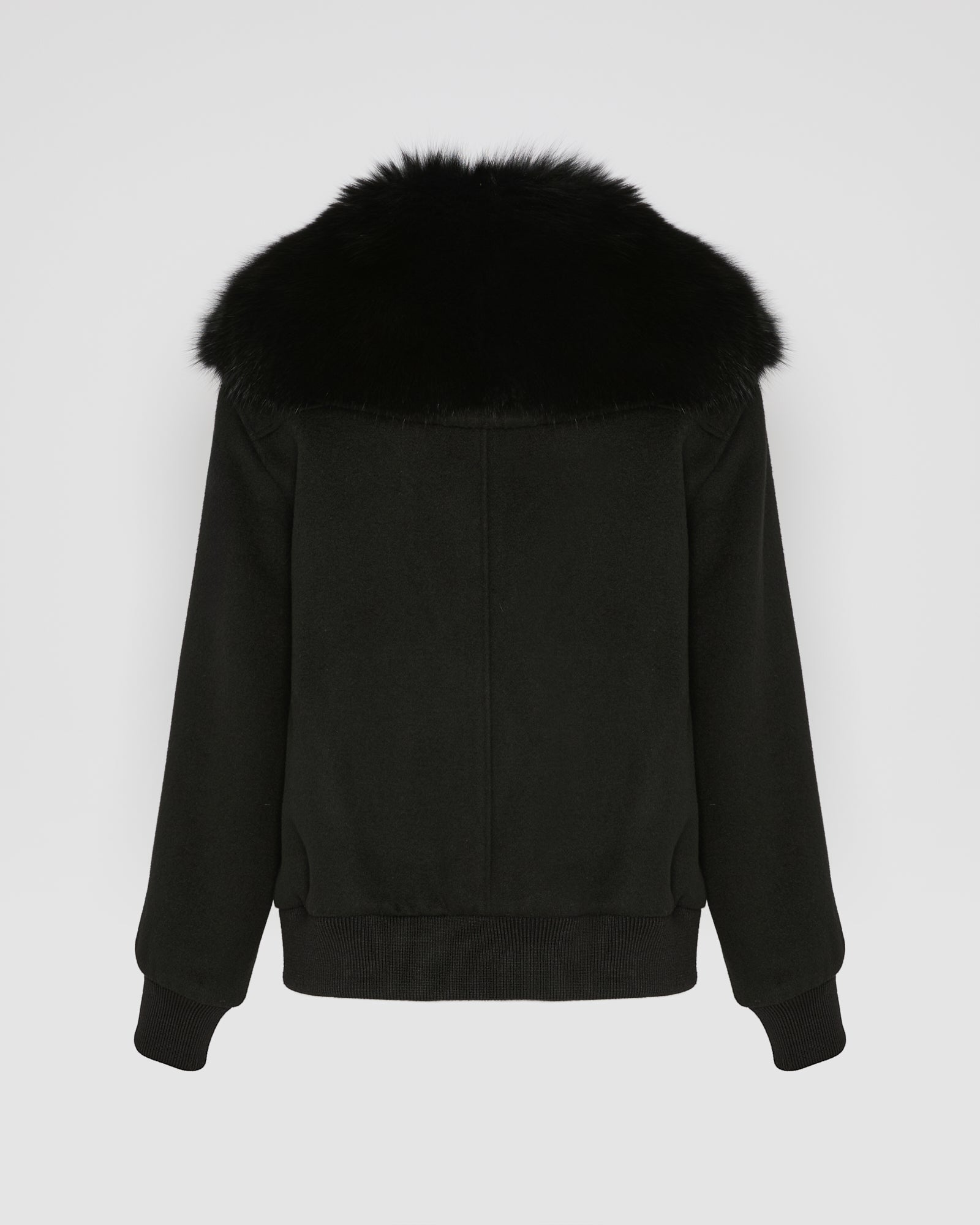Cropped jacket in cashmere wool with fox fur collar -Yves Salomon