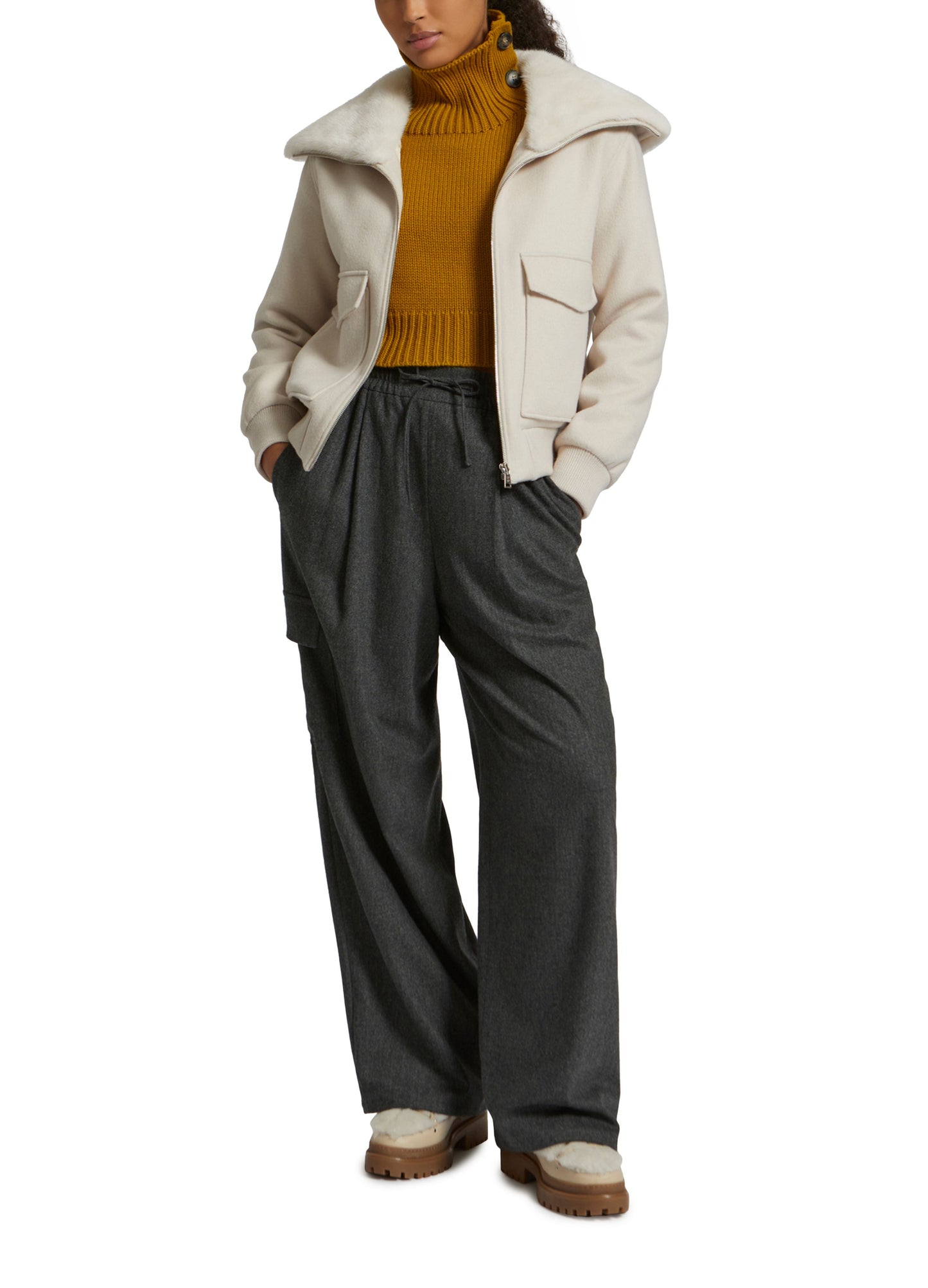 Cashmere wool jacket with mink fur collar -Yves Salomon