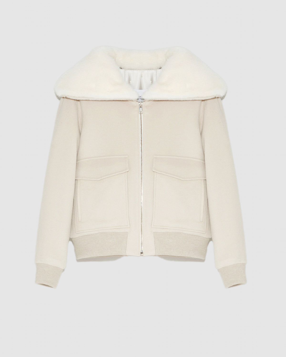 Cashmere wool jacket with mink fur collar