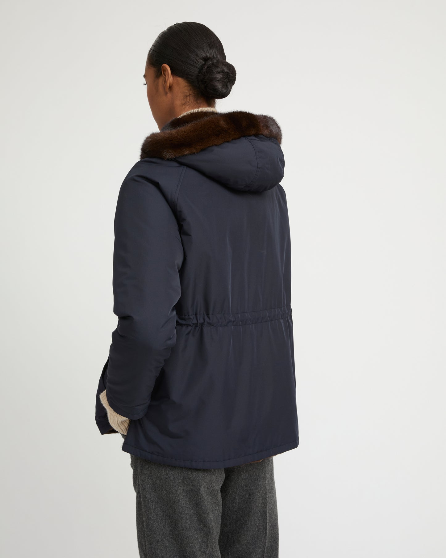 Hooded blouson in mink fur reversible technical fabric -Yves Salomon