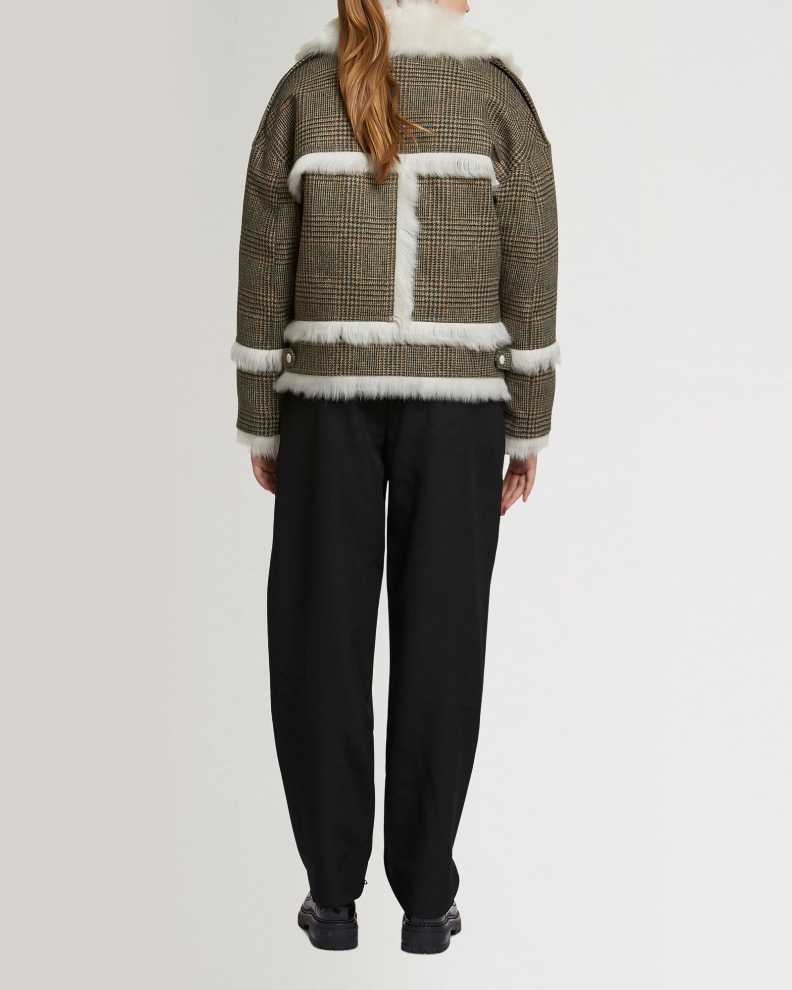 Black Friday 2025- Woollen fabric and shearling biker jacket-Yves Salomon-Winter sale & boxing day