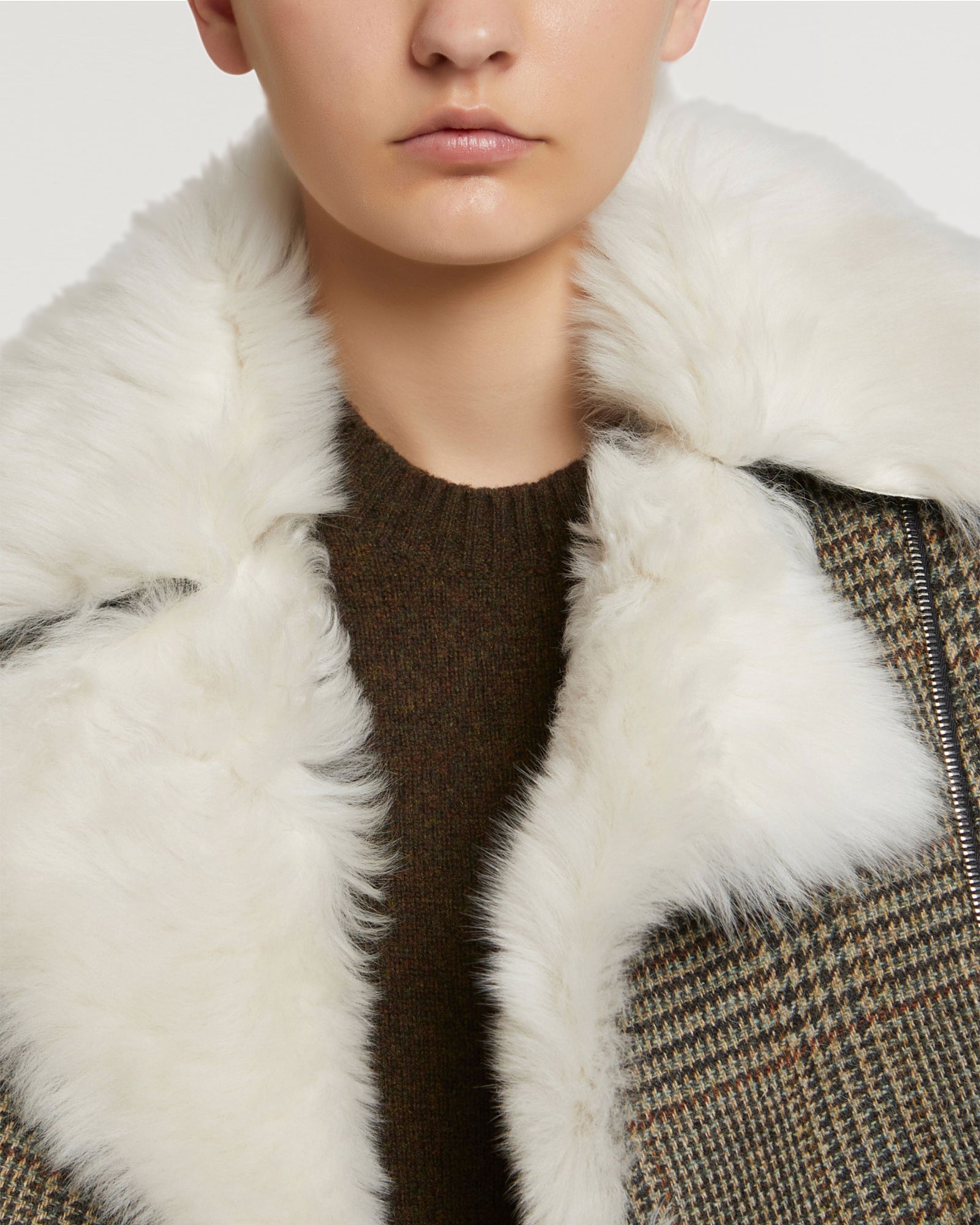 Black Friday 2025- Woollen fabric and shearling biker jacket-Yves Salomon-Winter sale & boxing day