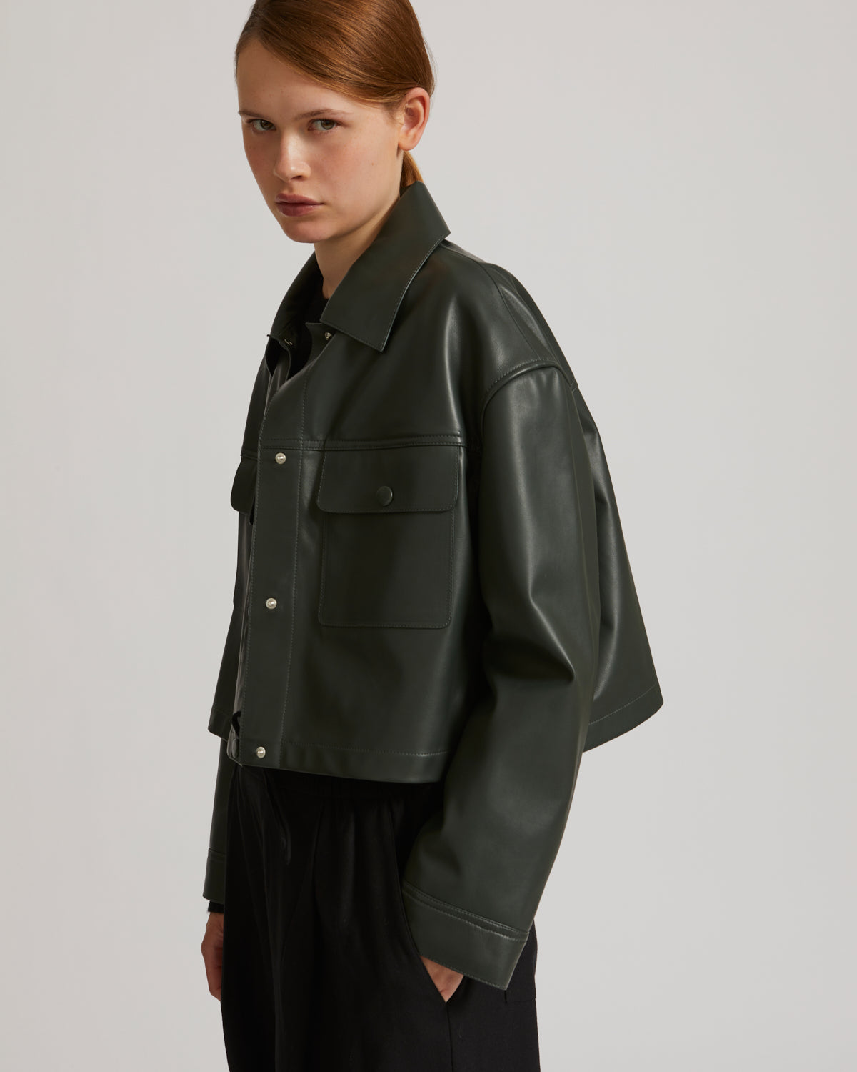 Cropped shirt in lamb leather -Yves Salomon