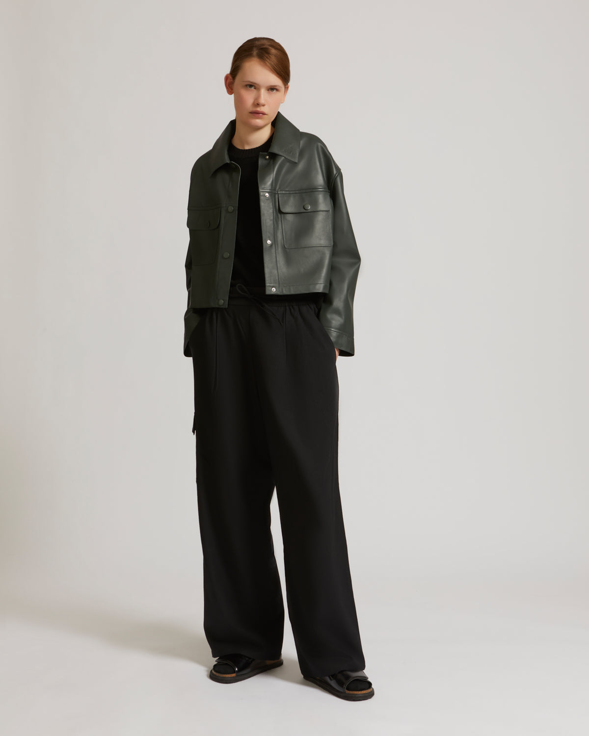 Cropped shirt in lamb leather -Yves Salomon