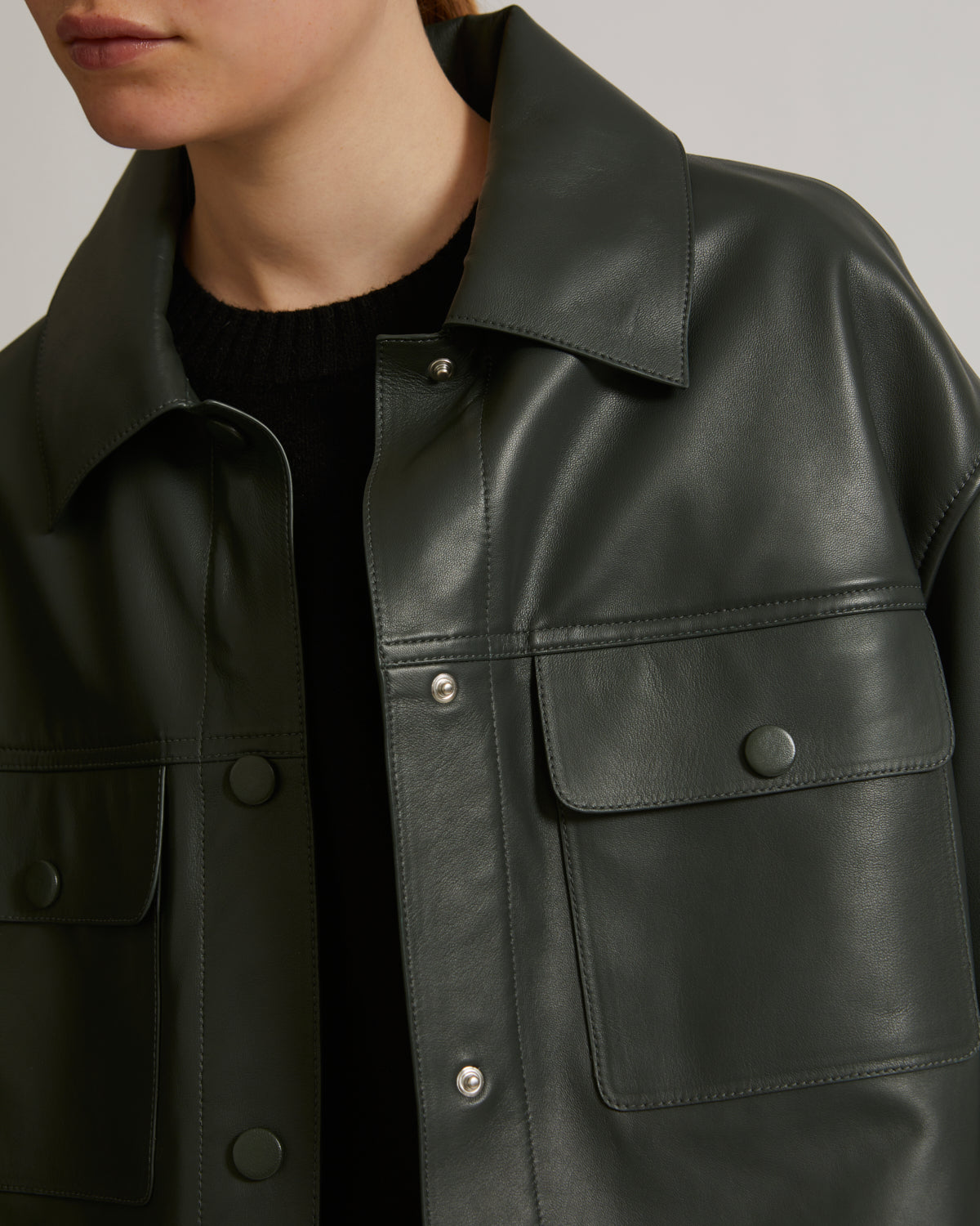 Cropped shirt in lamb leather -Yves Salomon