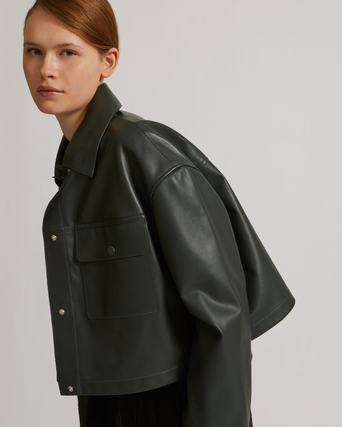 Cropped shirt in lamb leather -Yves Salomon