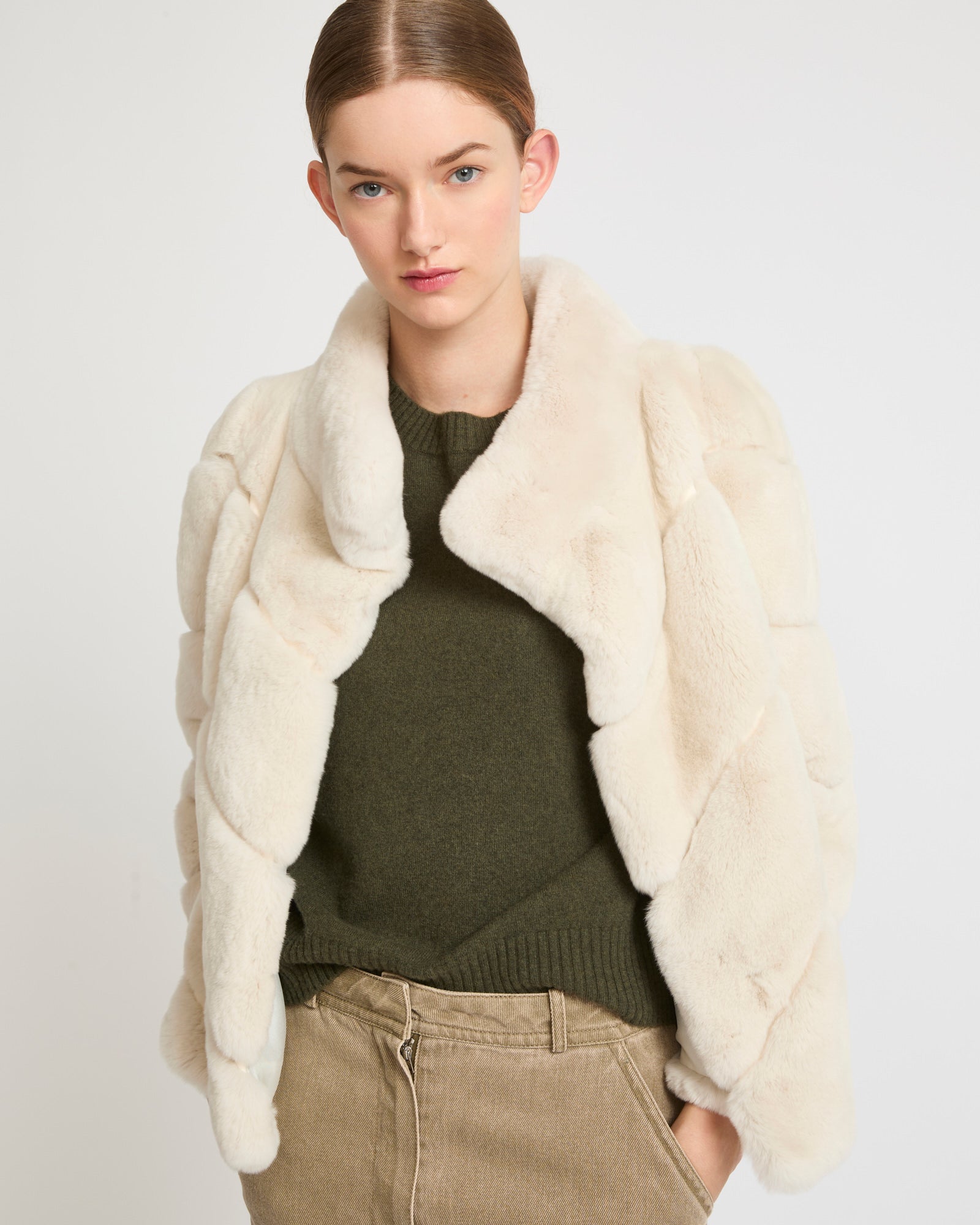 Rex rabbit fur jacket - white - Yves Salomon – Yves Salomon UK