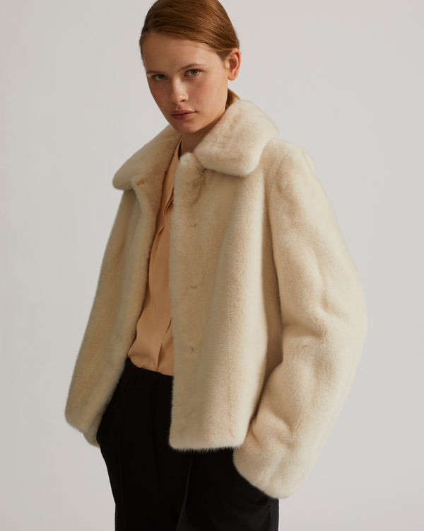 Short jacket in long-haired mink fur