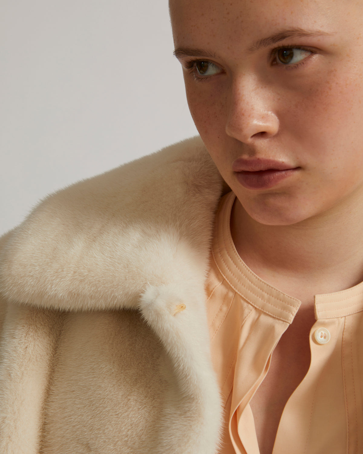 Short jacket in long-haired mink fur