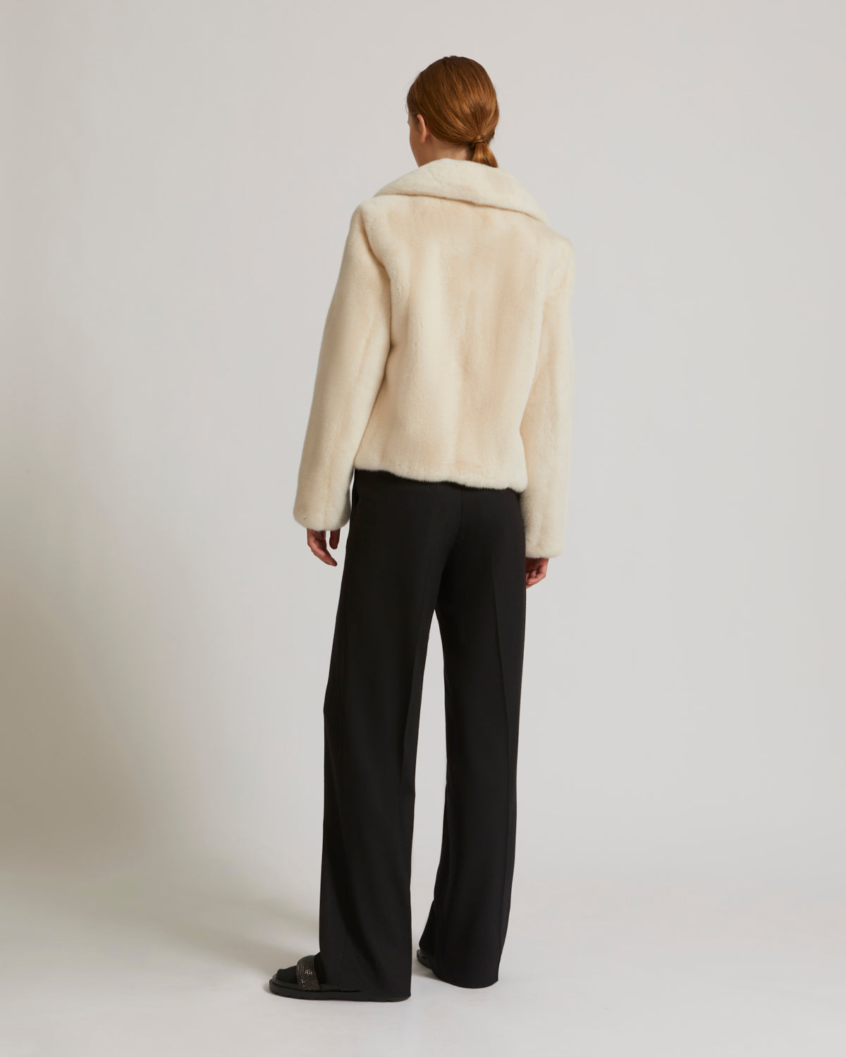 Short jacket in long-haired mink fur