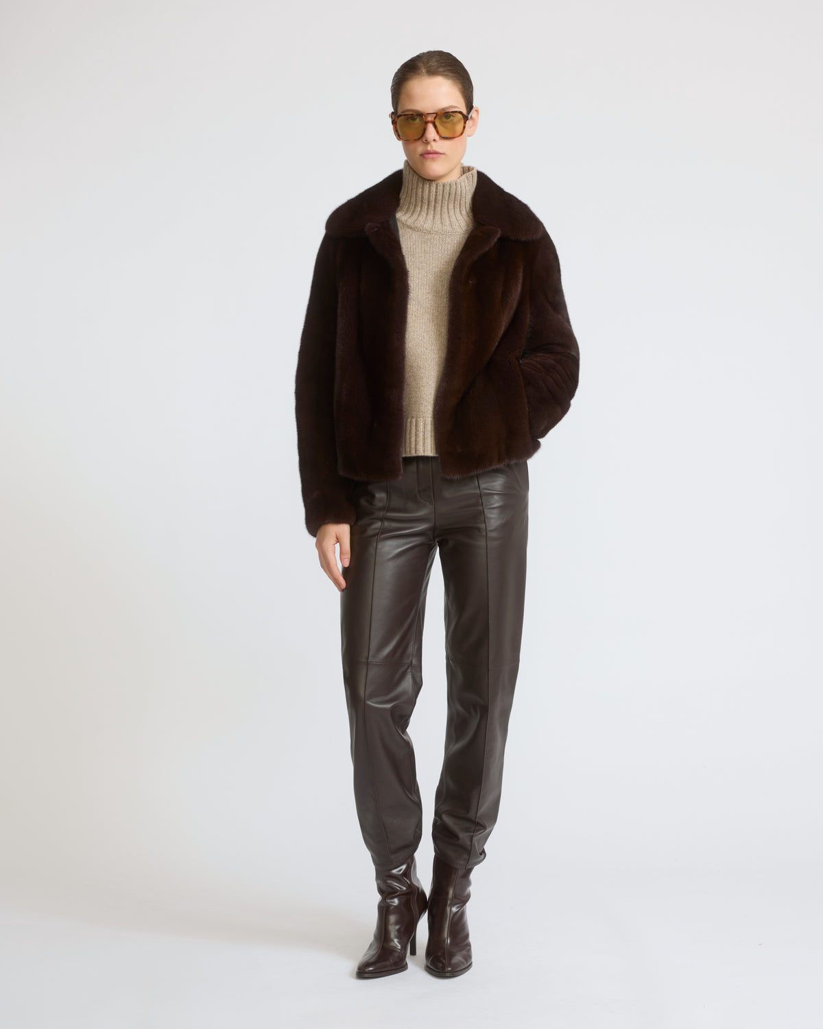 Short jacket in long-haired mink fur