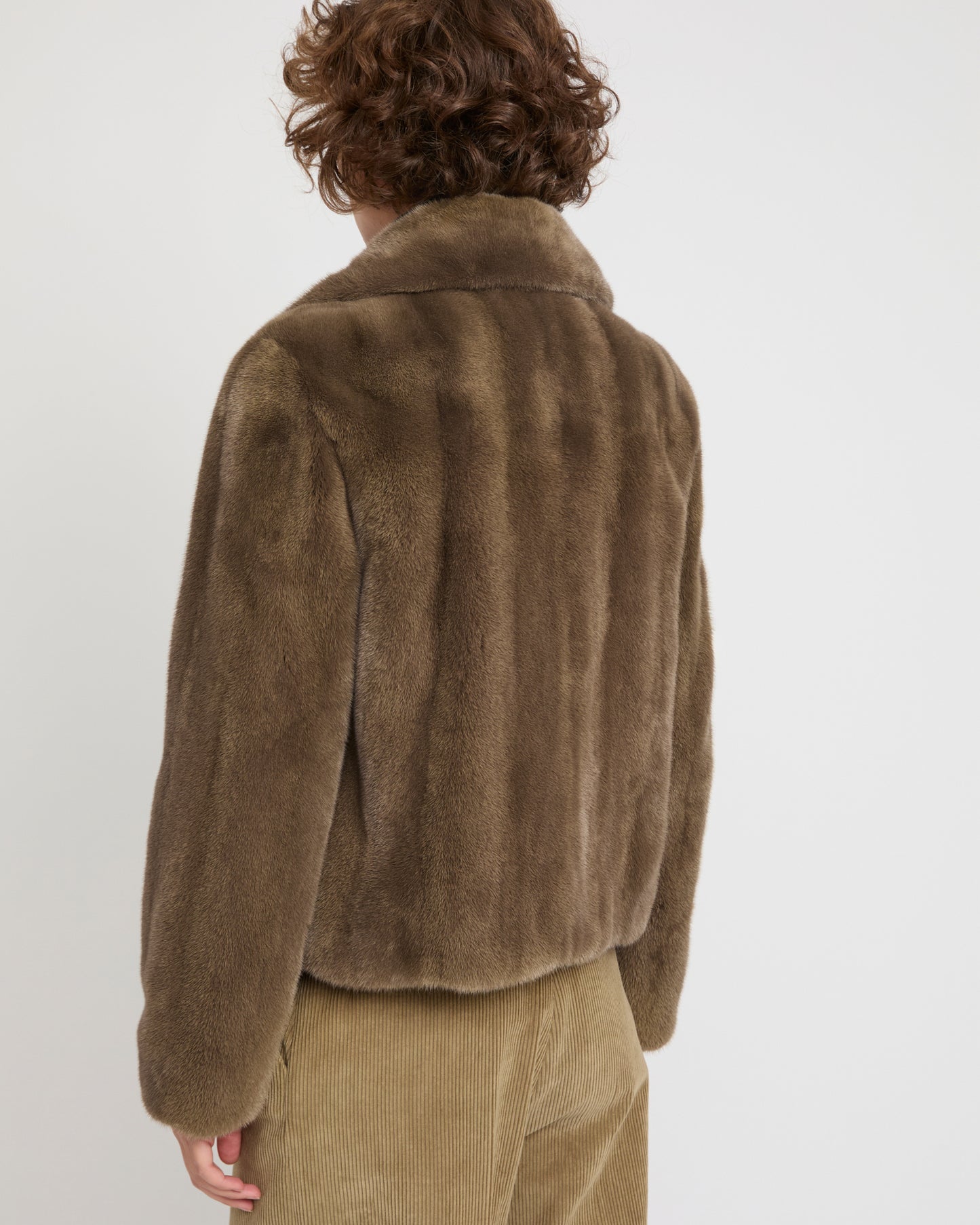 Short jacket in long-haired mink fur